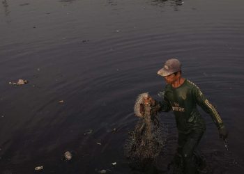 Sungai Ciujung Serang Diduga Tercemar Berwarna Hitam dan Mengeluarkan Bau Menyengat