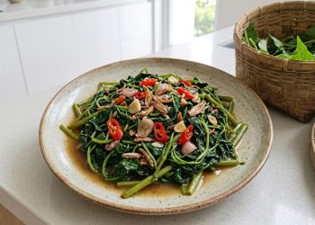 Tumis Daun Ubi Sederhana dengan Bawang dan Cabai, Nikmat Disajikan dengan Nasi Hangat