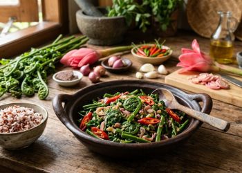Tumis Daun Pakis Bunga Kecombrang dan Cabai lezat dan mudah dibuat