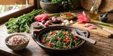 Tumis Daun Pakis Bunga Kecombrang dan Cabai lezat dan mudah dibuat