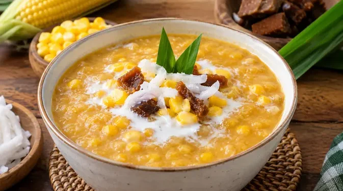 Resep Mudah Bubur Jagung Tradisional Gula Merah