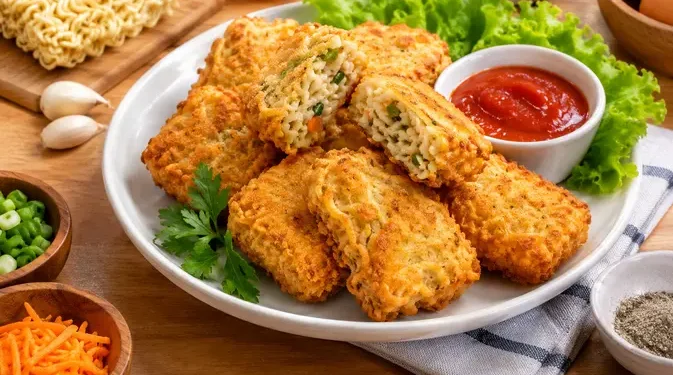 Membuat Nugget Mie Rumahan Tanpa Daging Renyah di Luar dan Lembut di Dalam